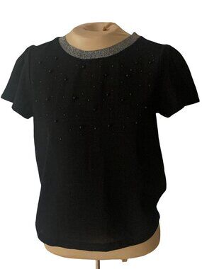 Vero Moda Black Short Sleeve Top with Silver Trim